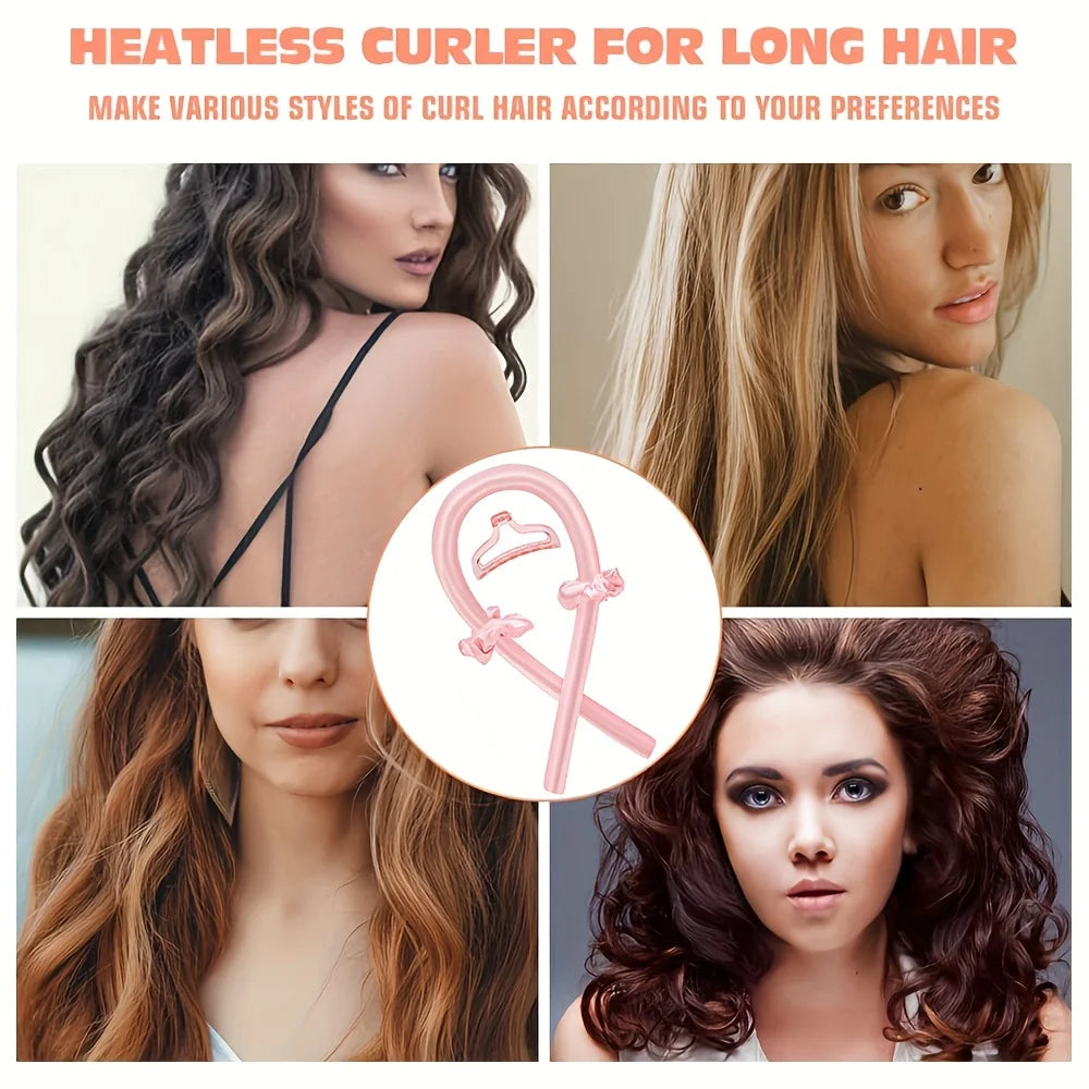 5PCS Heatless Hair Styling Set – 4-in-1 Curling Kit with Hair Stick, Headbands, Clips & Wide-Tooth Comb for DIY Styling