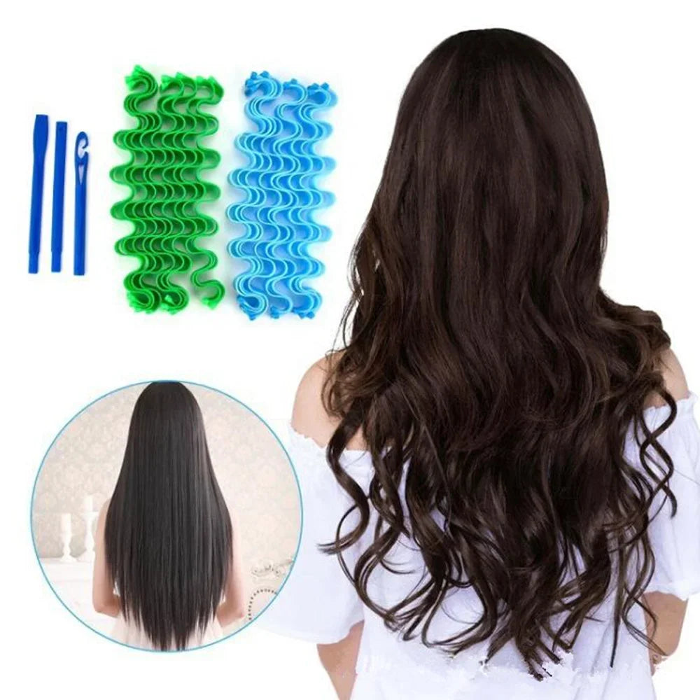 12-Pack Heatless Hair Curlers – Soft Bendy Roller Rods for Waves & Curls, No Heat Styling Tools