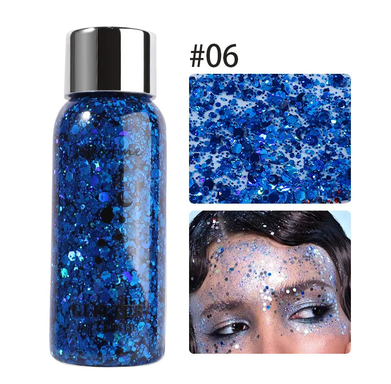 Body Glitter Gel with Sequins – Long-Lasting Face, Eyes & Hair Makeup for Festivals, Parties & Mermaid Looks