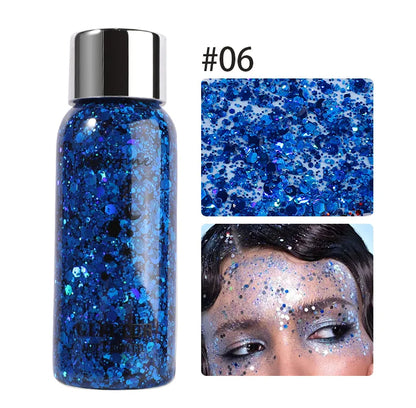 Body Glitter Gel with Sequins – Long-Lasting Face, Eyes & Hair Makeup for Festivals, Parties & Mermaid Looks
