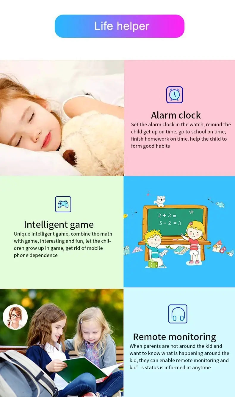 Kids 2G Smart Watch SIM Card SOS Call Camera Voice Chat Touch Screen Q19