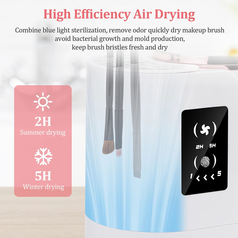 Automatic Makeup Brush Cleaner & Dryer – Electric Cosmetic Brush Washing Machine, Air Drying Stand