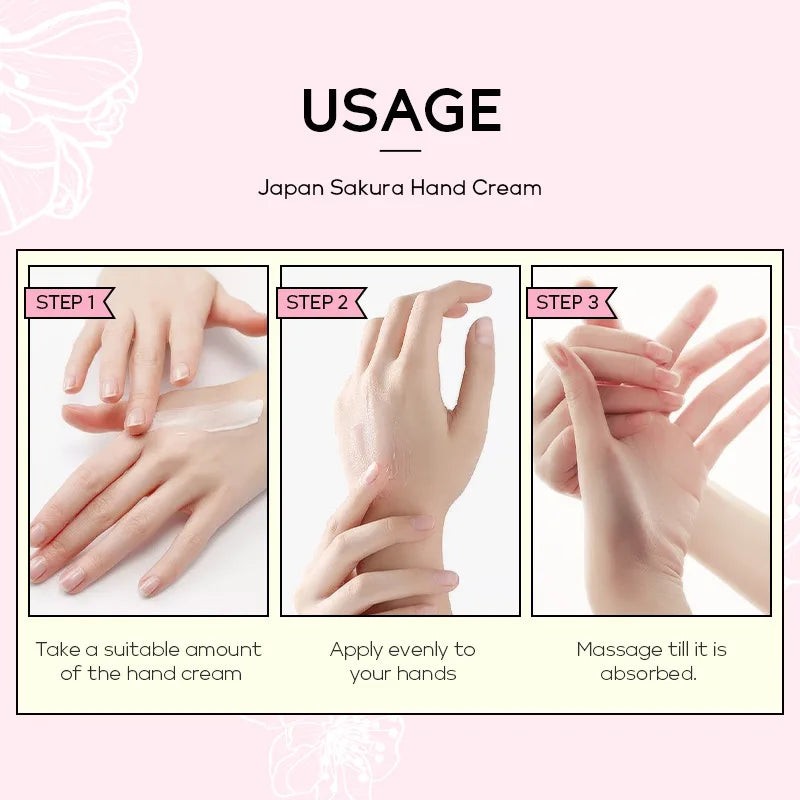 LAIKOU Sakura Hand Cream – Whitening, Anti-Wrinkle, Moisturizing, Anti-Crack, 30g Korean Skincare