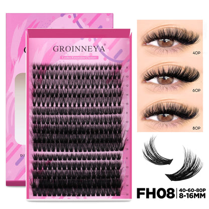 GROINNEYA DIY Lash Extension Kit – Cluster & Individual Lashes with Bond & Seal