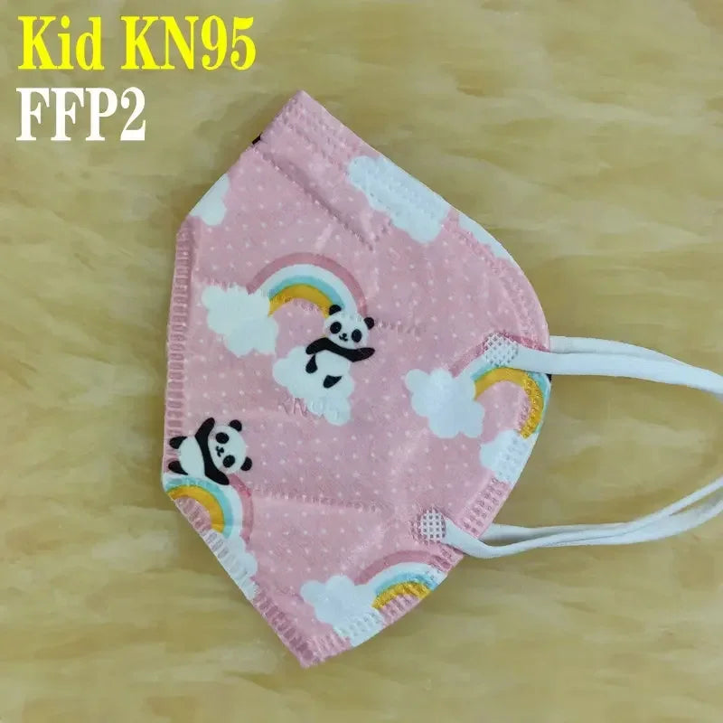Kids KN95/FFP2 Face Masks – 5-Layer Protective Cartoon Design, Comfortable CE-Certified Disposable Masks for Boys & Girls (Ages 3–15)