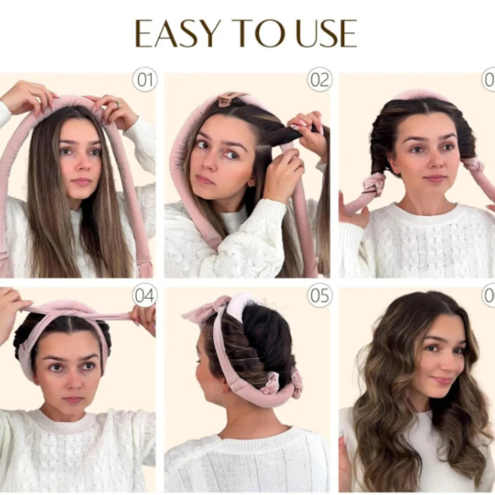 Heatless Curling Rod Headband – Soft Foam Hair Curlers for Sleeping, No-Heat Overnight Curls Hair Styling Tool