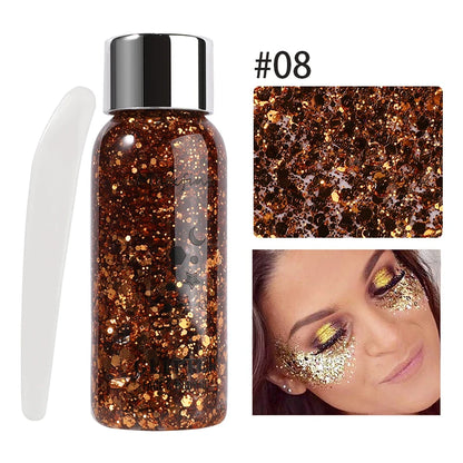 Body Glitter Gel with Sequins – Long-Lasting Face, Eyes & Hair Makeup for Festivals, Parties & Mermaid Looks