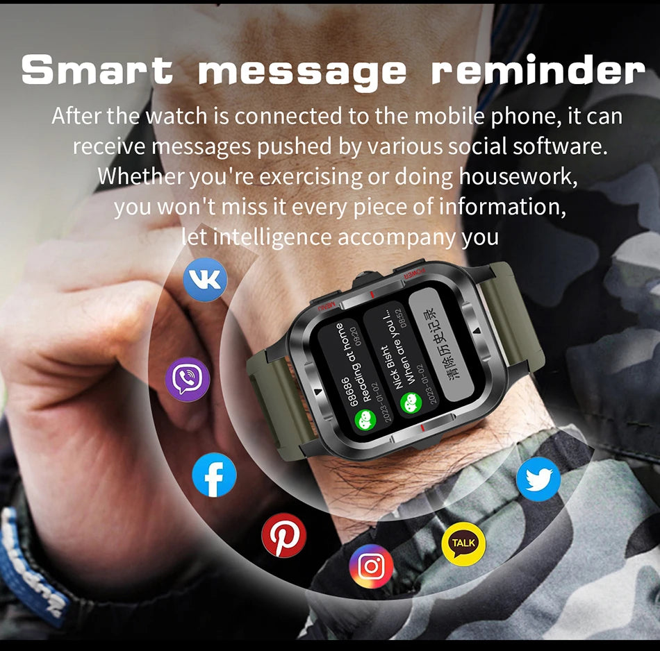 Men’s GPS Sports Smart Watch | Bluetooth Call | 480mAh Long Battery | LED Flashlight | 100+ Sport Modes | Life Waterproof