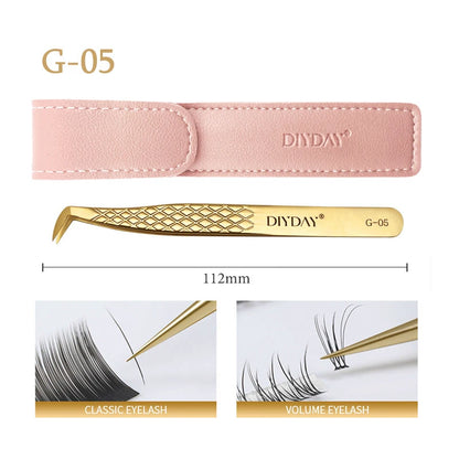DIYDAY Anti-Slip Eyelash Extension Tweezers – Stainless Steel Fiber Tip Precision Lash Tool
