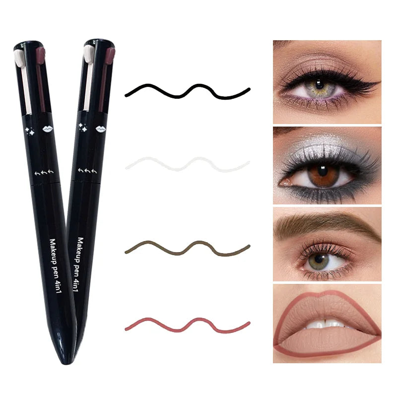 4-in-1 Multi-Functional Makeup Pencil Set – Lip Liner, Eyeliner & Eyebrow Pencil (4 Colors)