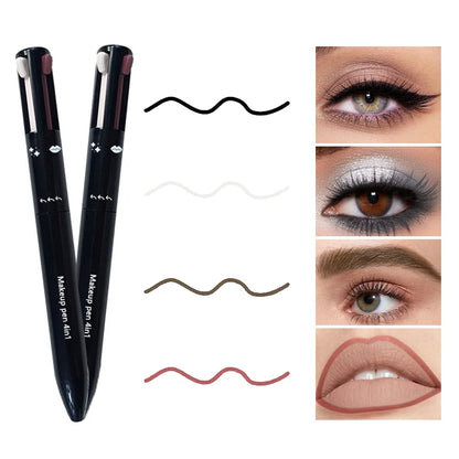 4-in-1 Multi-Functional Makeup Pencil Set – Lip Liner, Eyeliner & Eyebrow Pencil (4 Colors)