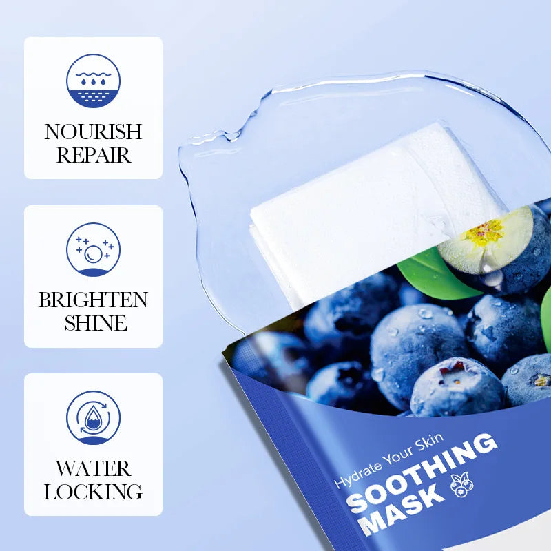 10 Pcs Fruit Facial Masks – Moisturizing, Brightening & Firming Korean Skincare Sheet Masks for Hydrating Face Care