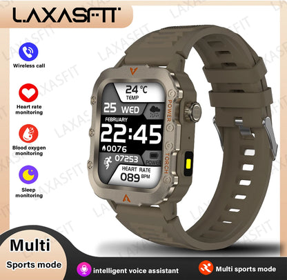 LAXASFIT Men’s Smart Watch with LED Flashlight | Bluetooth Call Sports Watch | Fitness & Activity Tracker