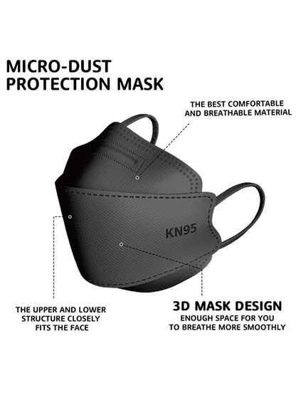 GTT KN95 Fish-Style Face Masks 50/100/200 PCS 4-Layer Disposable Breathable Protective Masks Adult