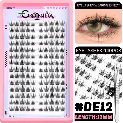 GROINNEYA DIY Lash Clusters – Natural & Manga Styles | Soft Lightweight Synthetic Lashes | Customizable False Eyelash Extensions Kit