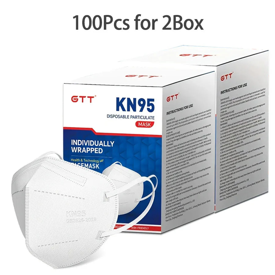 KN95 Face Masks 5-Layer Protective Masks Individually Wrapped Breathable Foldable