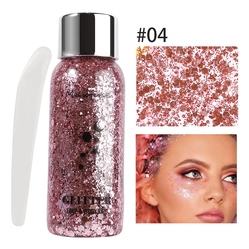 Body Glitter Gel with Sequins – Long-Lasting Face, Eyes & Hair Makeup for Festivals, Parties & Mermaid Looks