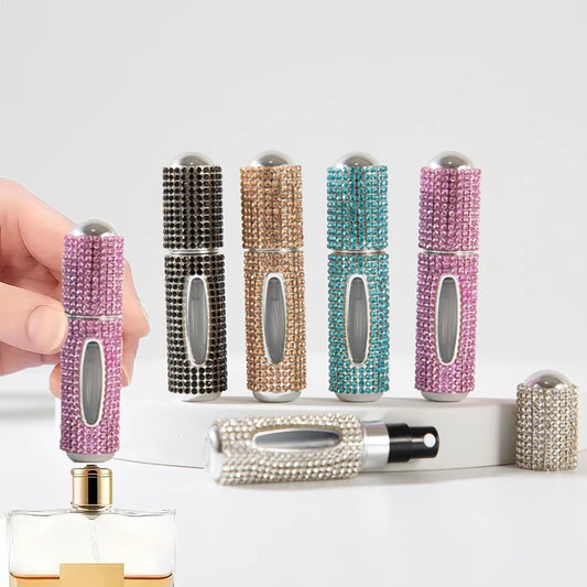 Luxury Diamond-Encrusted Refillable Perfume Atomizer – 5ml Portable Travel Spray Bottle