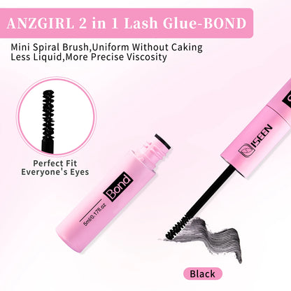 Lash Bond & Seal 10ml with 5ml Lash Glue Remover Kit – DIY Lash Extension Set with Tweezers & Eyelash Curler, Long-Lasting Lash Adhesive