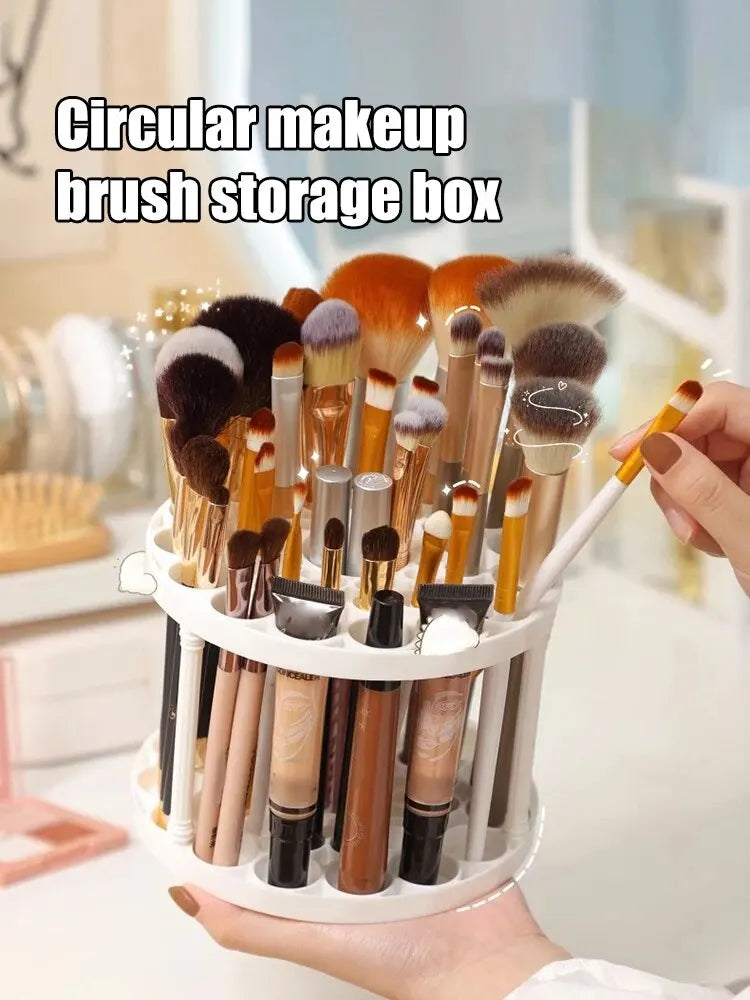 Makeup Brush & Cosmetics Storage Rack – Desktop Organizer for Lipsticks, Brushes, and Vanity Accessories