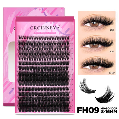 GROINNEYA DIY Lash Extension Kit – Cluster & Individual Lashes with Bond & Seal