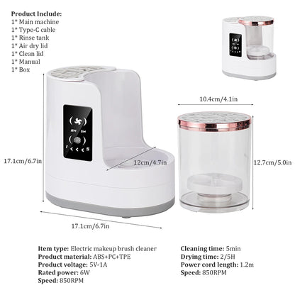 Automatic Makeup Brush Cleaner & Dryer – Electric Cosmetic Brush Washing Machine, Air Drying Stand