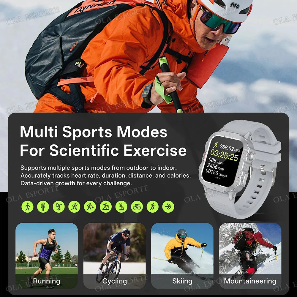 Outdoor Smart Watch Bluetooth Call LED Flashlight Fitness Tracker Android iPhone