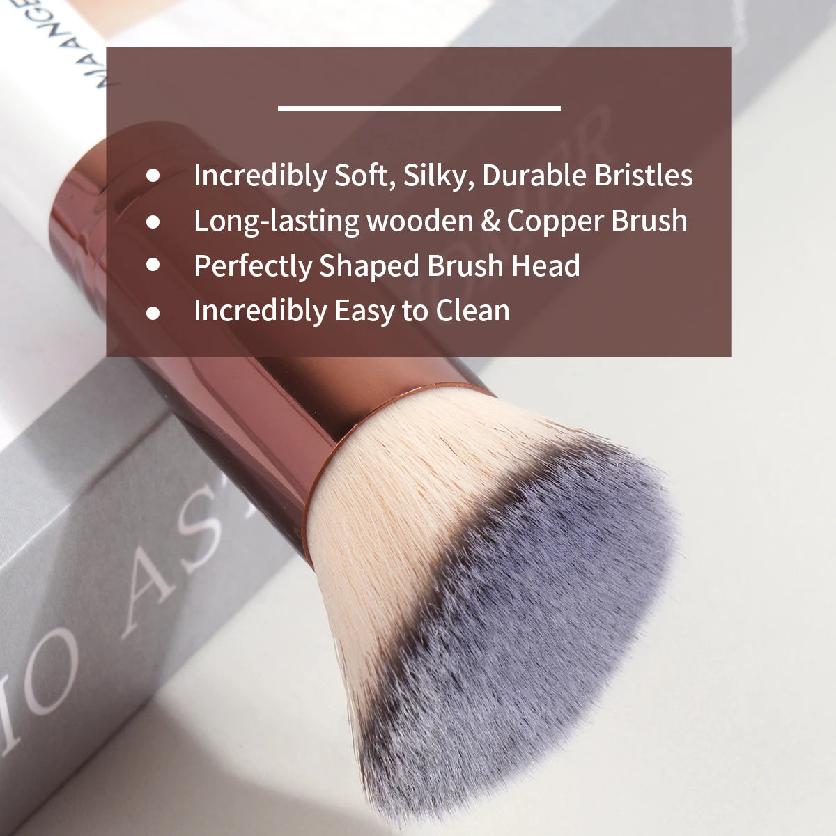 MAANGE 2PCS Foundation Makeup Brush Set – Flat & Angled Kabuki Brushes for Liquid, Cream & Powder, Soft Synthetic Bristles
