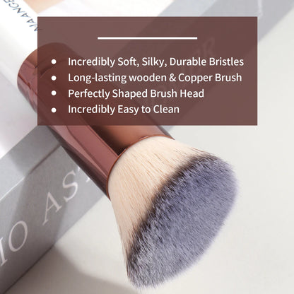 MAANGE 2PCS Foundation Makeup Brush Set – Flat & Angled Kabuki Brushes for Liquid, Cream & Powder, Soft Synthetic Bristles