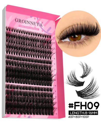 GROINNEYA DIY Lash Extension Kit – Cluster & Individual Lashes with Bond & Seal