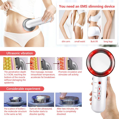 3-in-1 Ultrasonic Body Slimming & Weight Loss Massage Device – Microcurrent, Infrared & Electric Therapy
