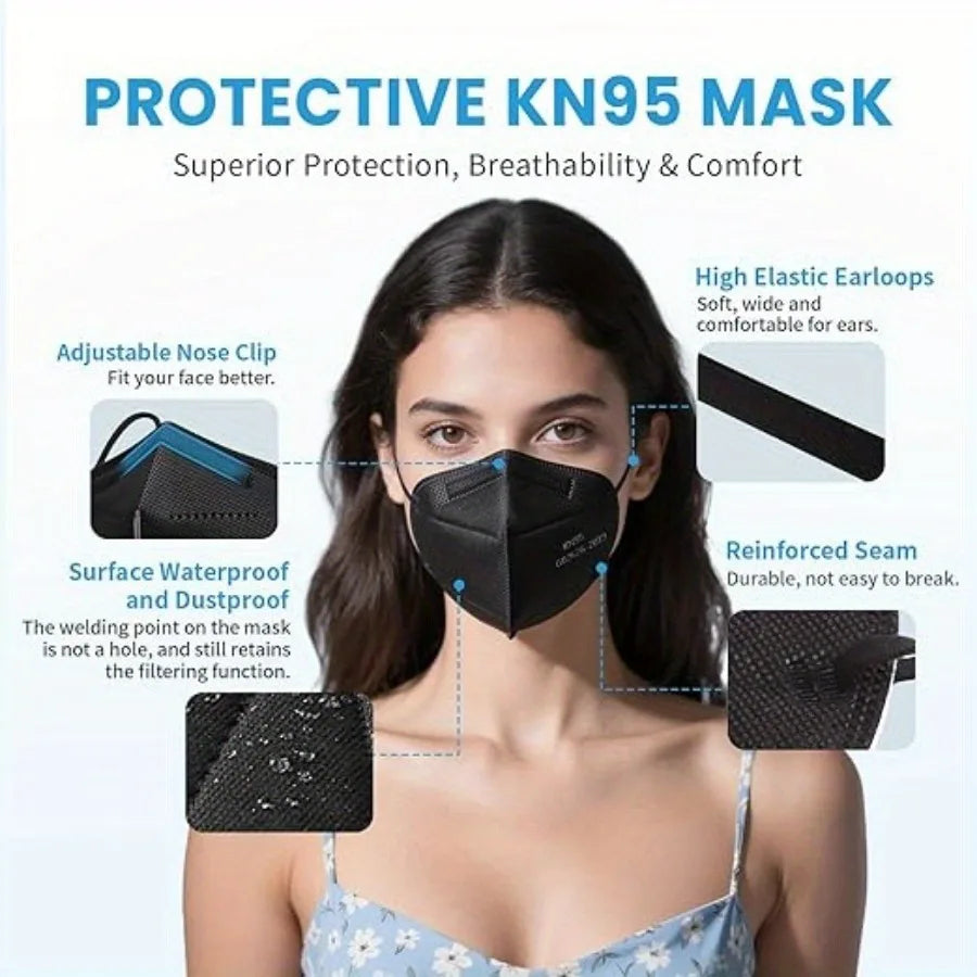 KN95 Face Masks 5-Layer Protective Masks Individually Wrapped Breathable Foldable