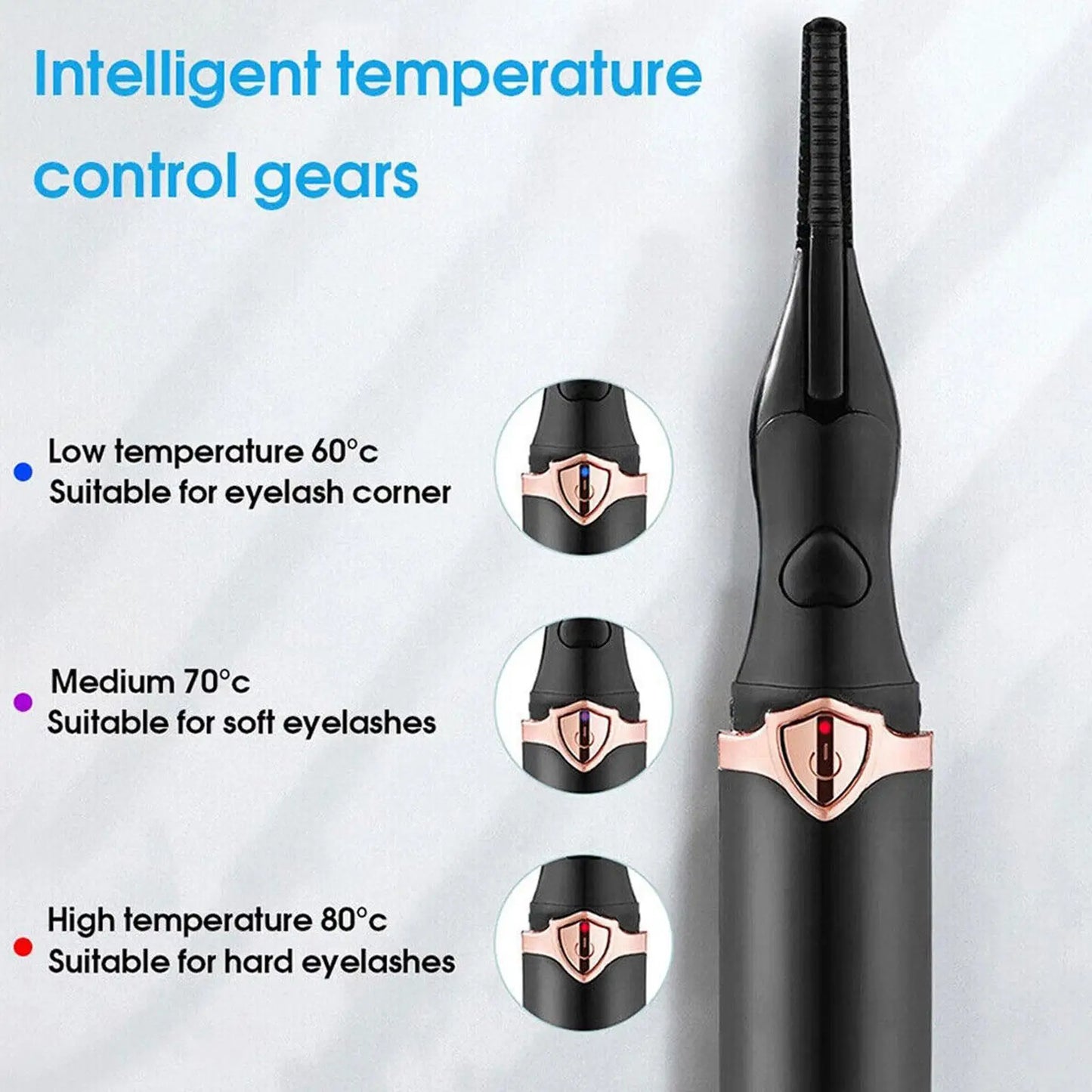 Portable Heated Eyelash Curler – 3 Temperature Modes, USB Rechargeable Lash Curling Tool for Natural & False Eyelashes