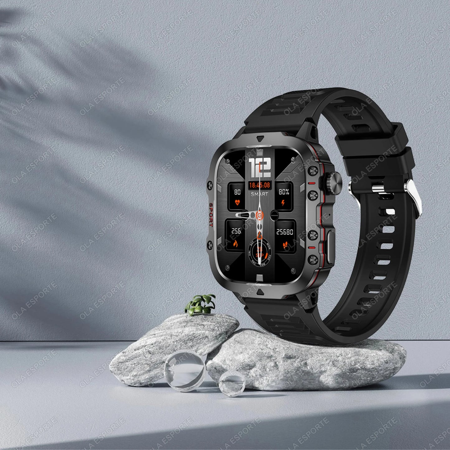 Rugged Military GPS Smart Watch for Men – Bluetooth Call, Heart Rate, Blood Oxygen, AI Voice, Sport & Waterproof