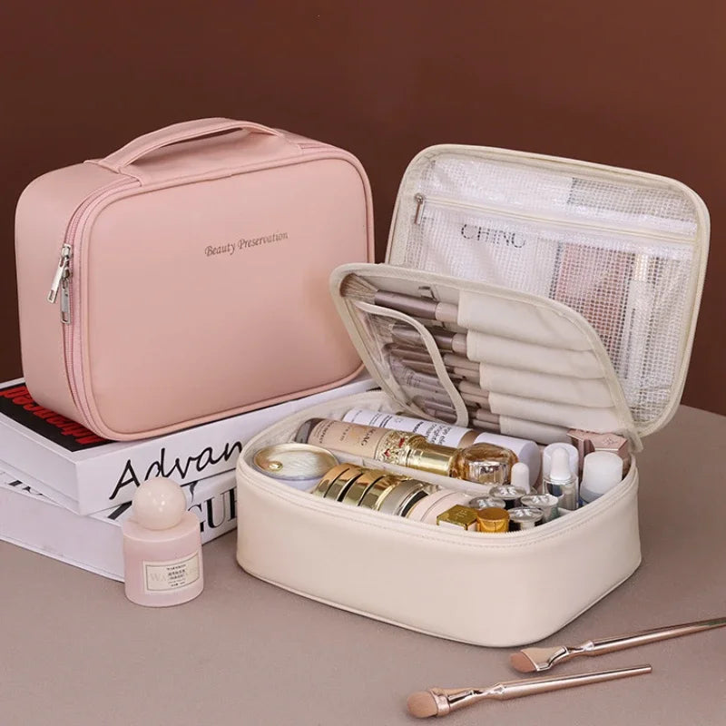 New Women’s Luxury Makeup Bag – Large-Capacity Portable Cosmetic & Toiletry Travel Organizer