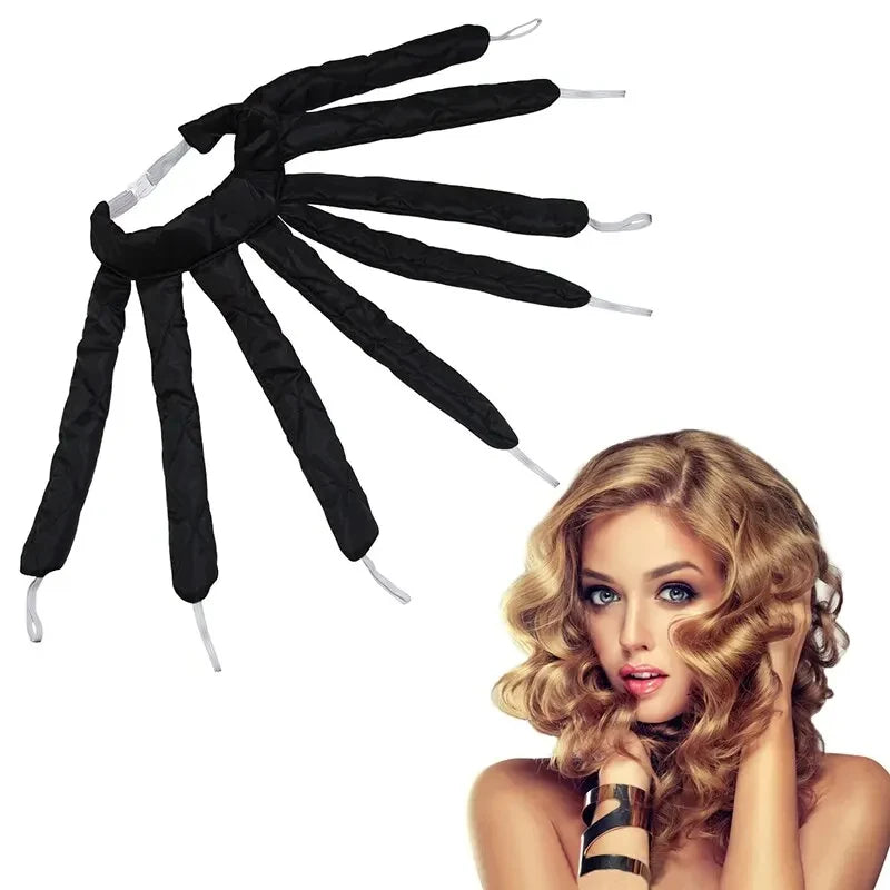 Heatless Curling Rod Headband Set – Soft Sleep Hair Rollers, No-Heat Silk Ribbon Curlers, Lazy Wave Formers (8-Piece)