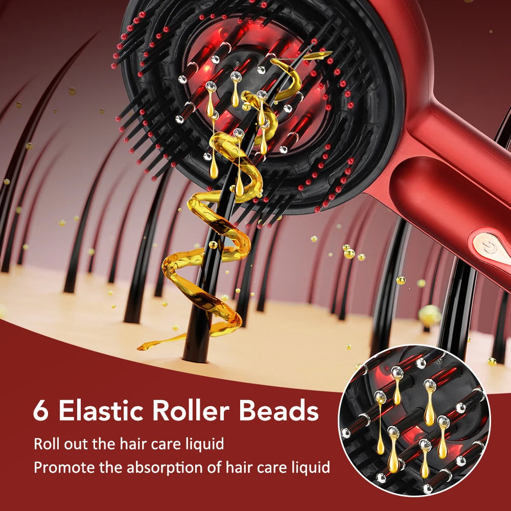 Electric Microcurrent Massage Comb – 660nm Red Light Hair Growth & Scalp Massager for Hair Care, Relaxation & Blood Circulation