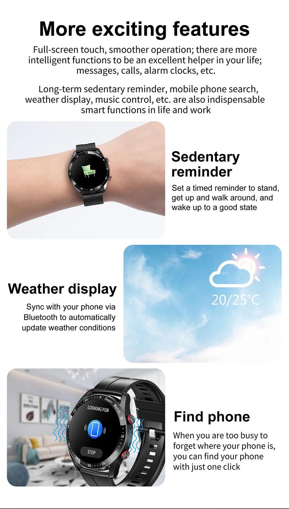 Men’s Bluetooth Smart Watch | Fitness & Activity Tracker | Call & Message Alerts | Waterproof Sports Smartwatch with Box