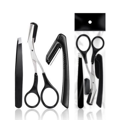 3–11PCS Eyebrow Grooming Tool Set – Stainless Steel Scissors, Tweezers, Razor & Brow Comb Makeup Kit