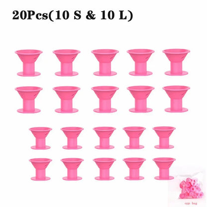 10PCS / 20PCS Silicone Heatless Hair Curlers – Soft Rubber No-Clip Hair Rollers for DIY Waves & Curls