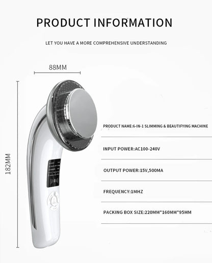 6-in-1 EMS Ultrasonic Body Slimming & Face Lifting Massager Machine – Infrared Therapy