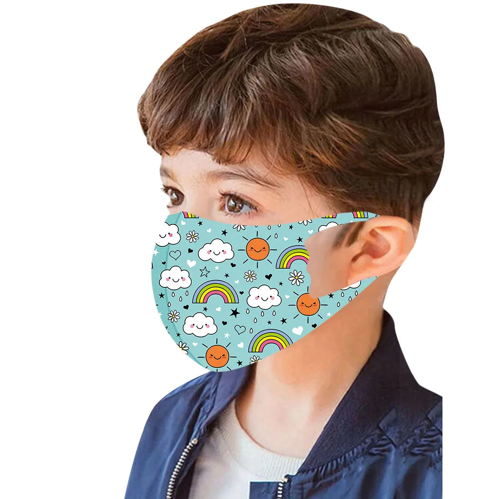 5PCS Washable Kids Face Masks – Reusable Cartoon Mouth Covers for Boys & Girls | Breathable, Comfortable, Dust-Resistant Design