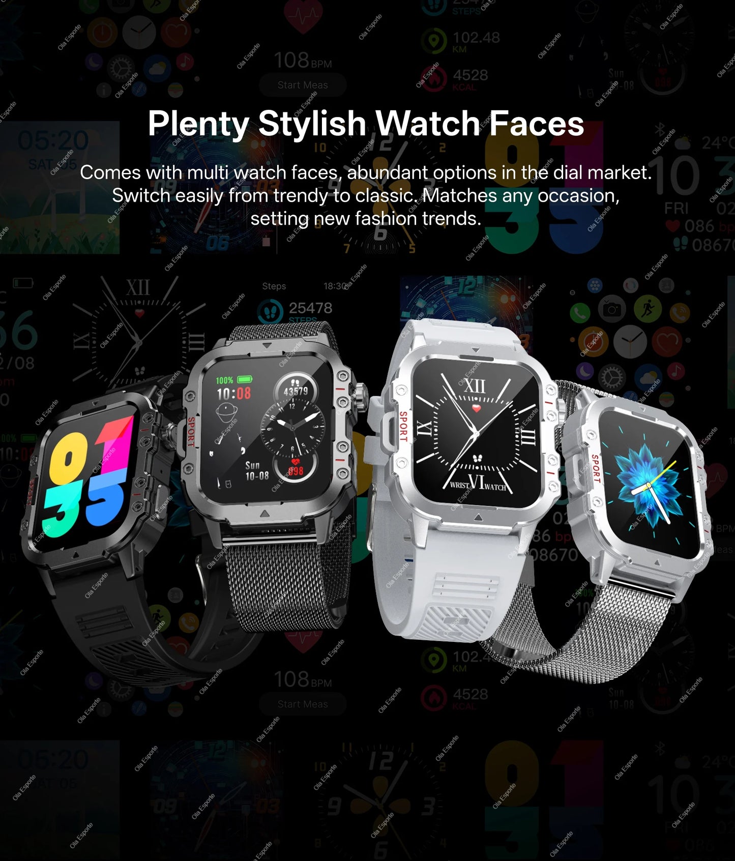 Outdoor Smart Watch Bluetooth Call LED Flashlight Fitness Tracker Android iPhone