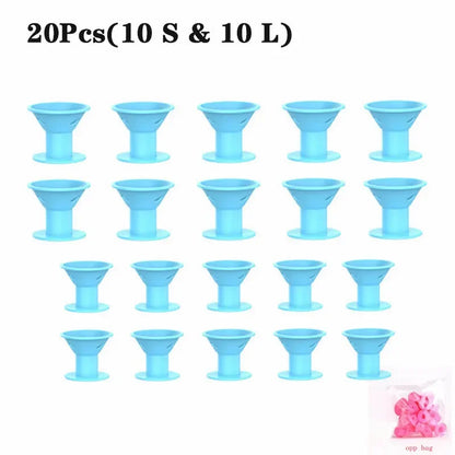 10PCS / 20PCS Silicone Heatless Hair Curlers – Soft Rubber No-Clip Hair Rollers for DIY Waves & Curls