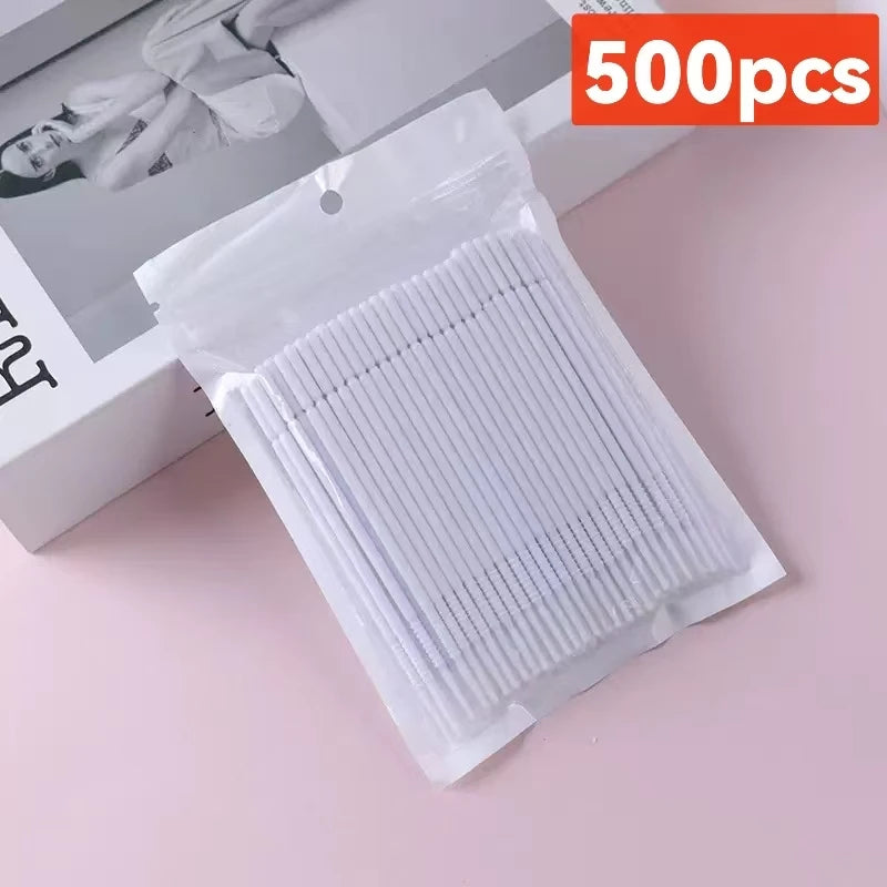 500/1000PCS Eyelash Cleaning Brushes – Colorful Crystal Handle Micro Brushes for Lash Extension Care, Makeup Removal, and Beauty Tools