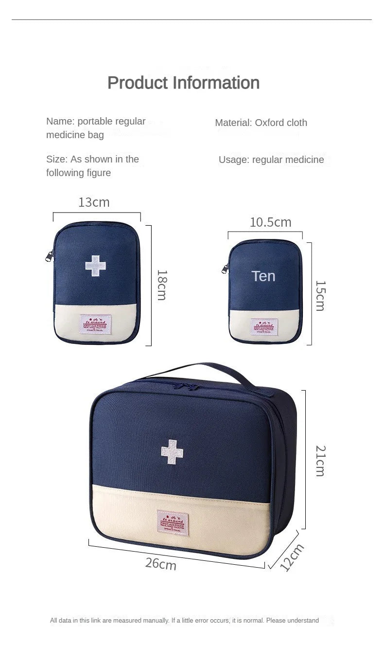 Portable Travel Medicine Storage Bag First Aid Organizer Large Capacity Oxford Case