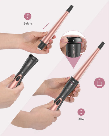 KIPOZI 5-in-1 Curling Iron Set Ceramic Hair Styler Hot Air Brush Dual Voltage