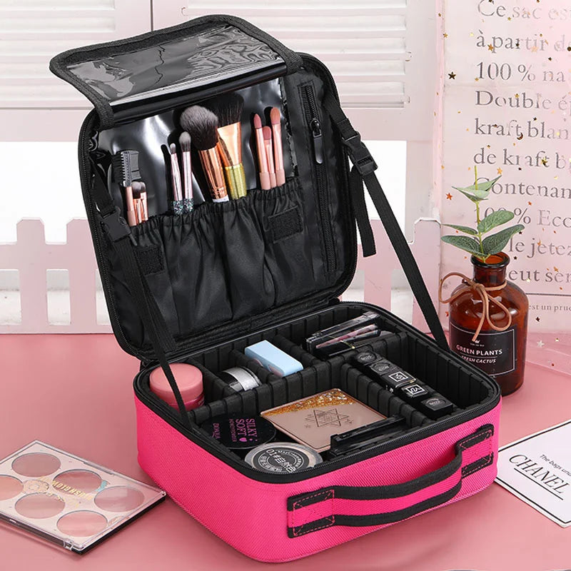 Professional Makeup Case – Women’s Cosmetic Organizer, Brush & Nail Tool Storage Box, Beauty Travel Suitcase