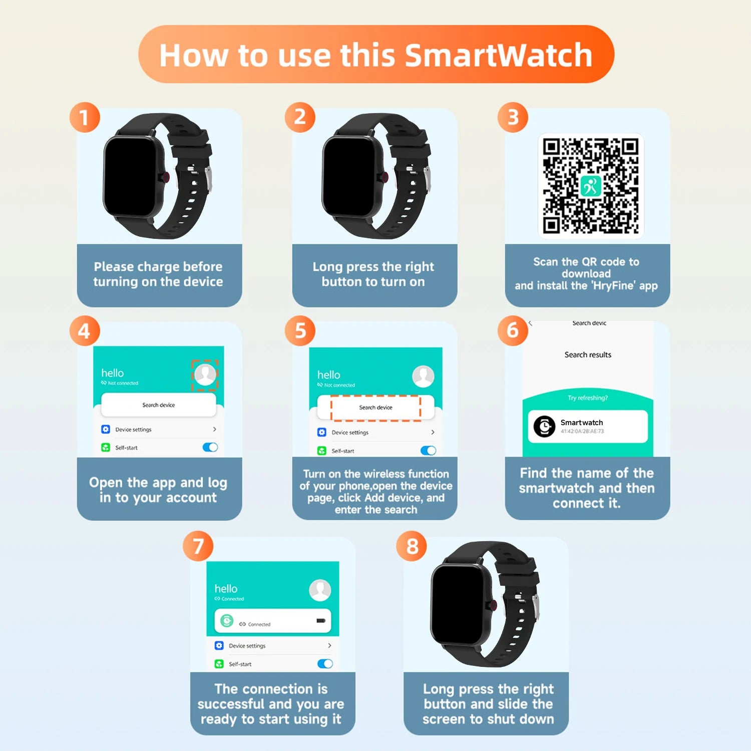 Smart Watch 1.83" HD Bluetooth Call Fitness Tracker for Android iPhone