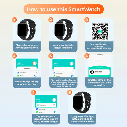 Smart Watch 1.83" HD Bluetooth Call Fitness Tracker for Android iPhone
